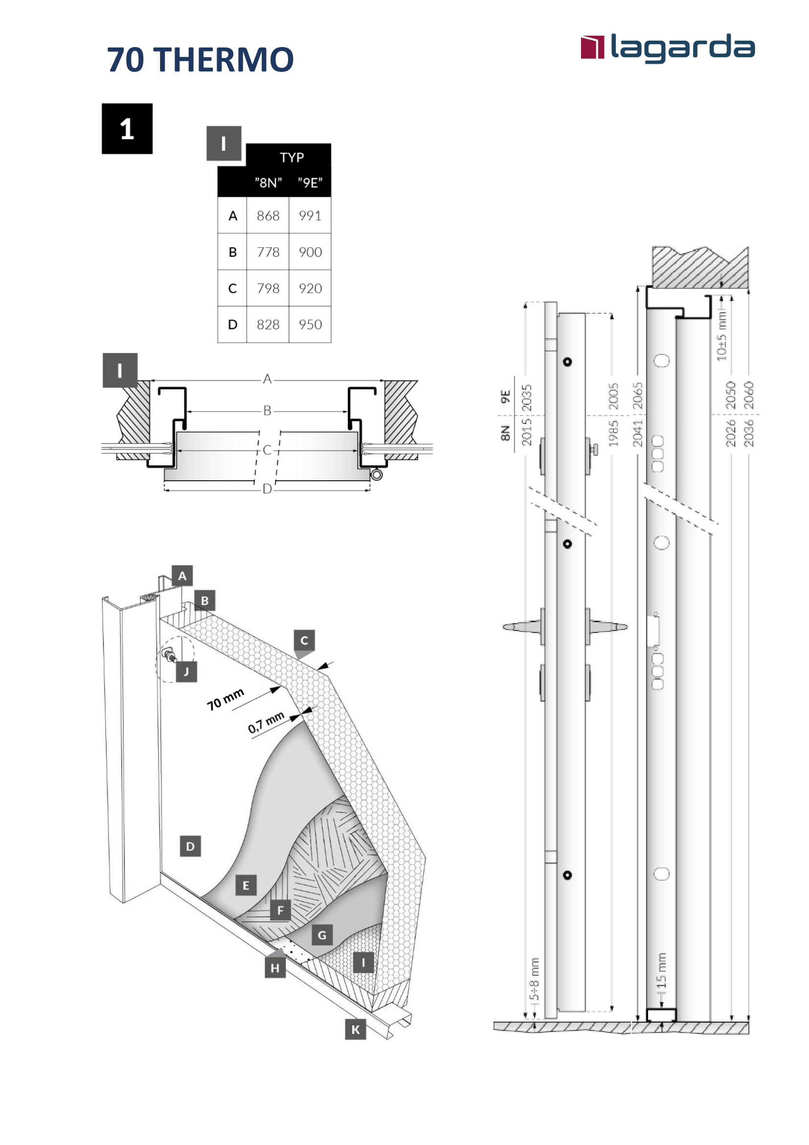 Karta techniczna - 70 THERMO ościeżnica stalowa okleina PCV