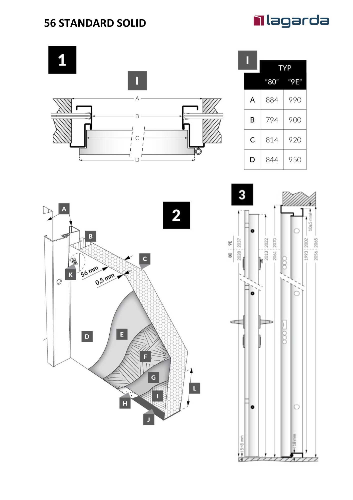 karta techniczna - 56 STANDARD SOLID ościeżnica stalowa okleina PCV