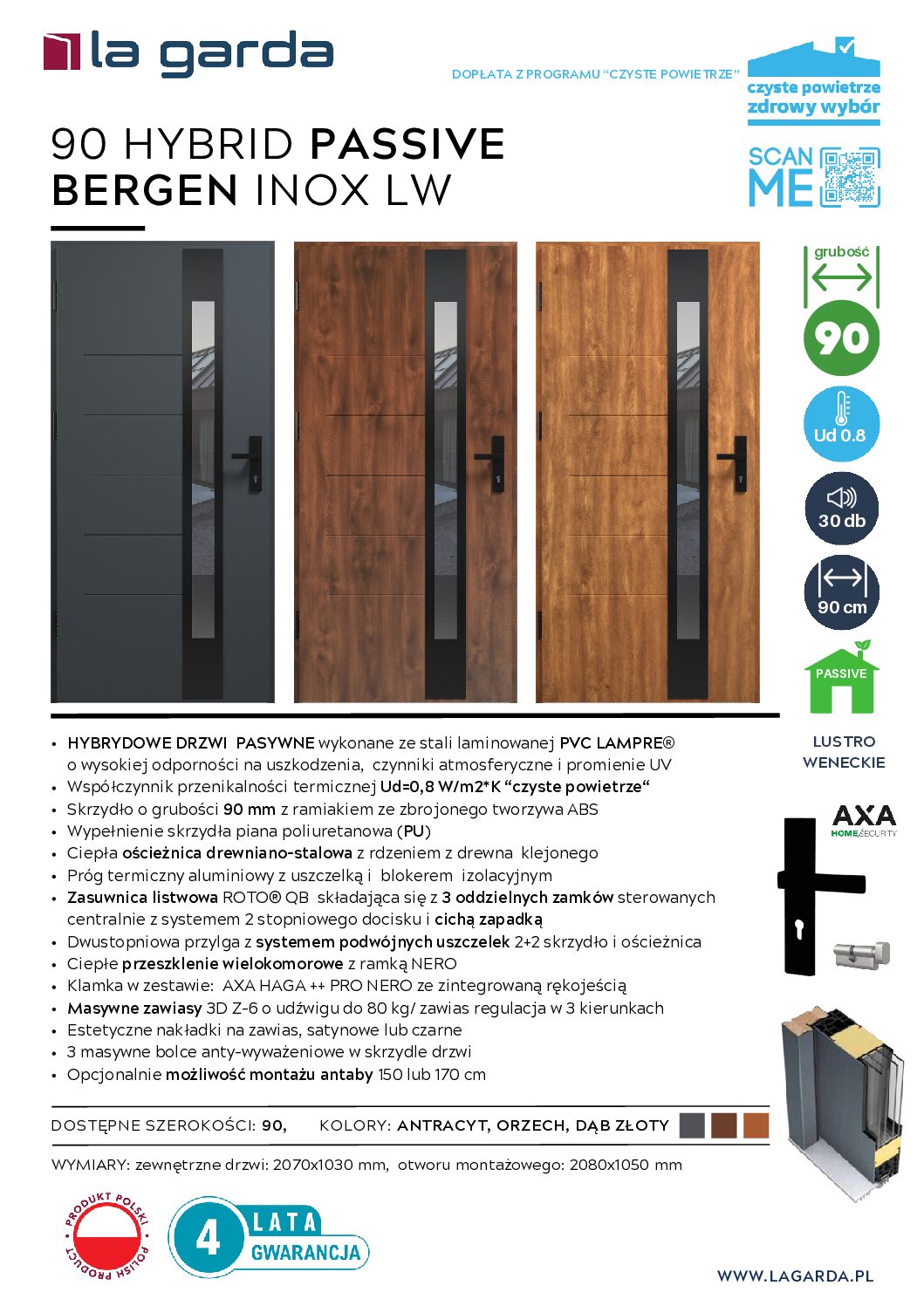 90 THERMO PASIVE BERGEN NERO L.WE Orzech - obrazek 2