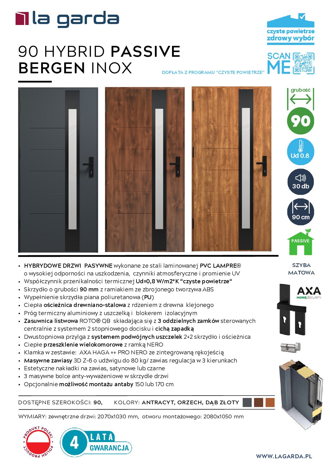 90 THERMO PASIVE BERGEN NERO MAT Dąb Złoty - obrazek 2