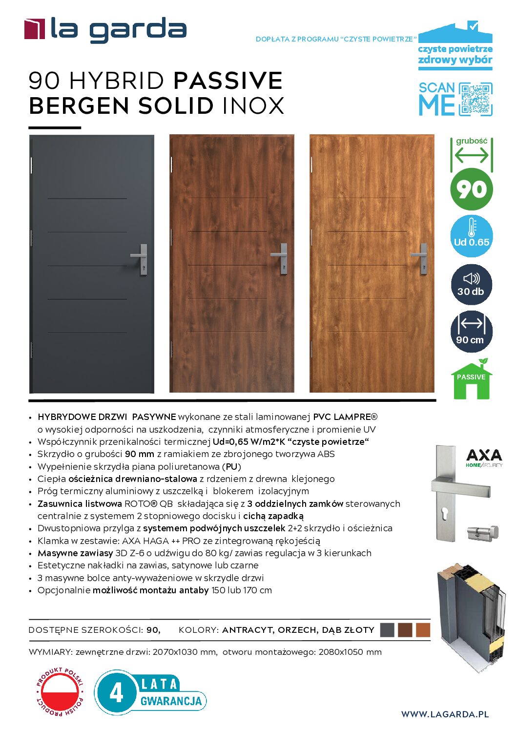 90 THERMO PASIVE BERGEN SOLID INOX Orzech - obrazek 2