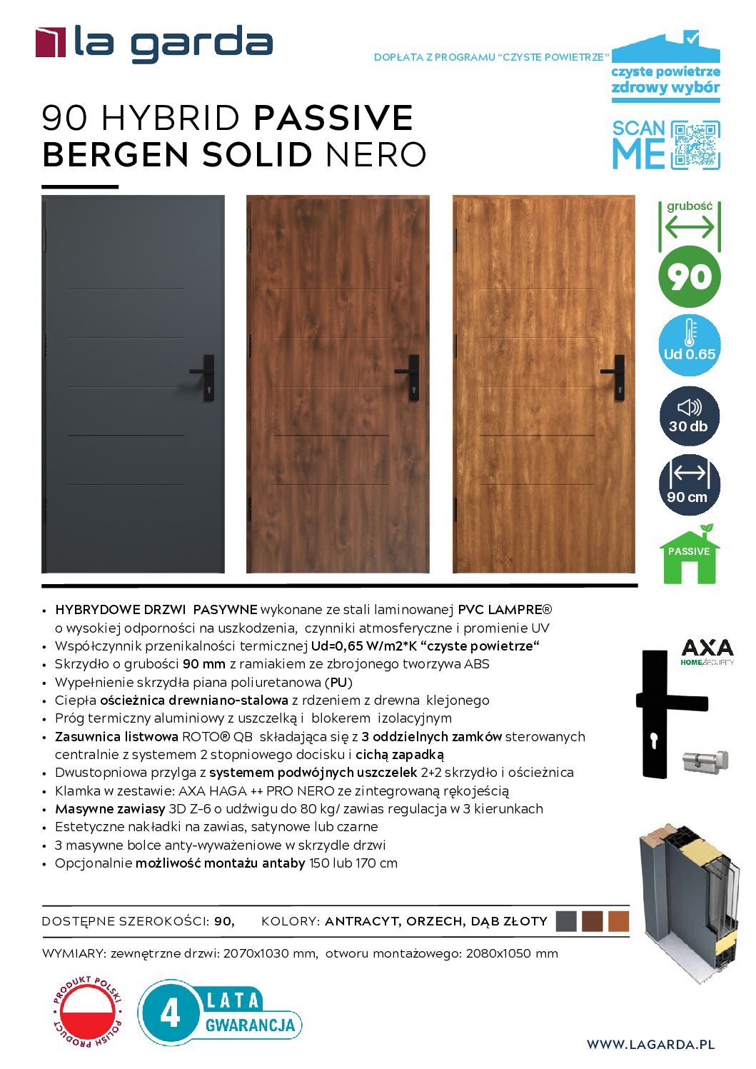 90 THERMO PASIVE BERGEN SOLID NERO Orzech - obrazek 2