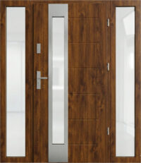 drzwi 72 THERMO BREMA INOX Złoty Dąb z dwustronnym doświetlem