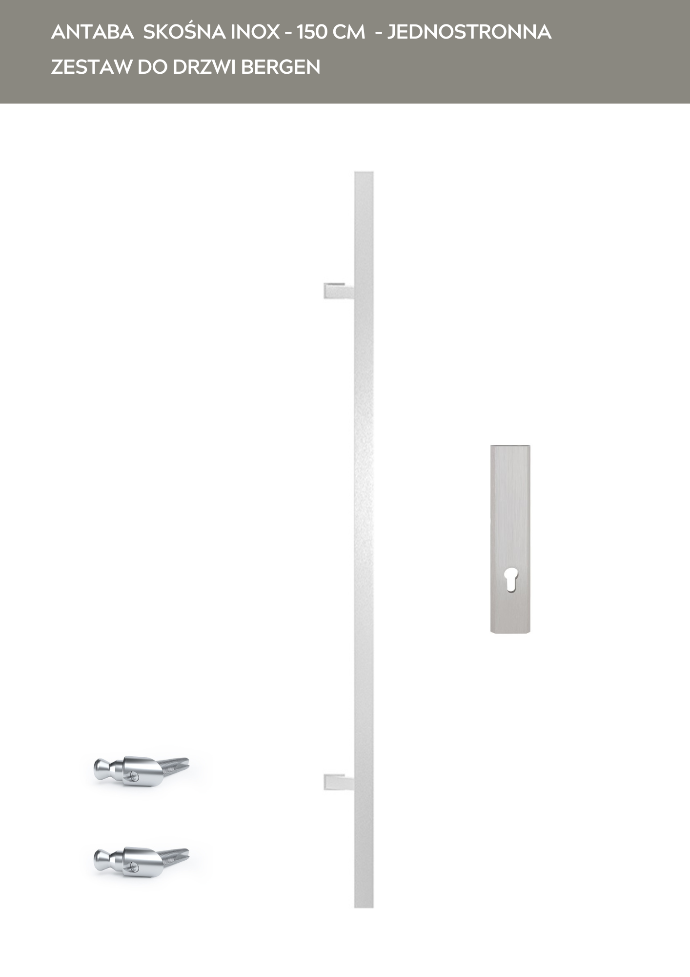 ANTABA SKOŚŃA INOX 150 cm - zestaw do drzwi 90 PASSIVE HYBRID BERGEN