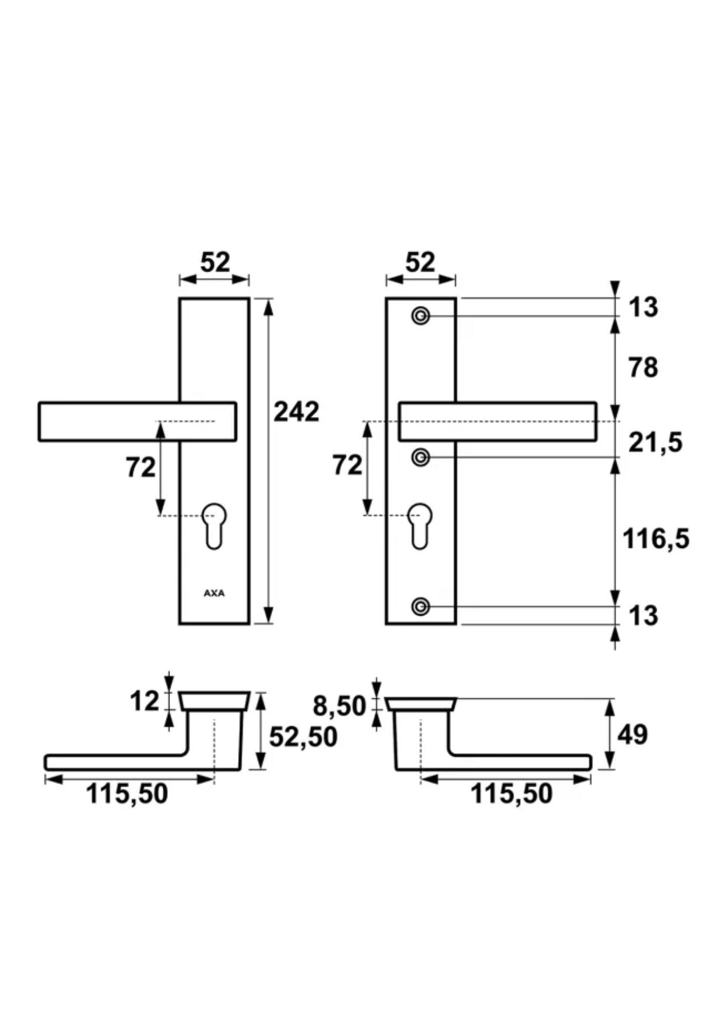 AXA ROYAL ++ kl.3 rozstaw 72mm ,