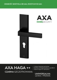 KLAMKA AXA HAGA++ CZARNA Grubość skrzydła 90 mm, rozstaw 92 mm