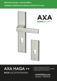 ZESTAW klamka + szyld górny, Grubość skrzydła 55-56mm, rozstaw 72 mm